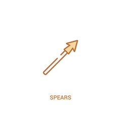 spears concept 2 colored icon. simple line element illustration. outline brown spears symbol. can be used for web and mobile ui/ux.