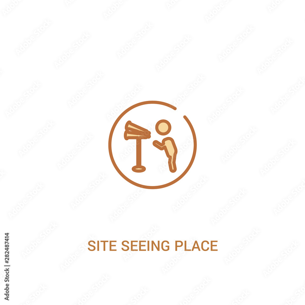 Poster site seeing place concept 2 colored icon. simple line element illustration. outline brown site seein