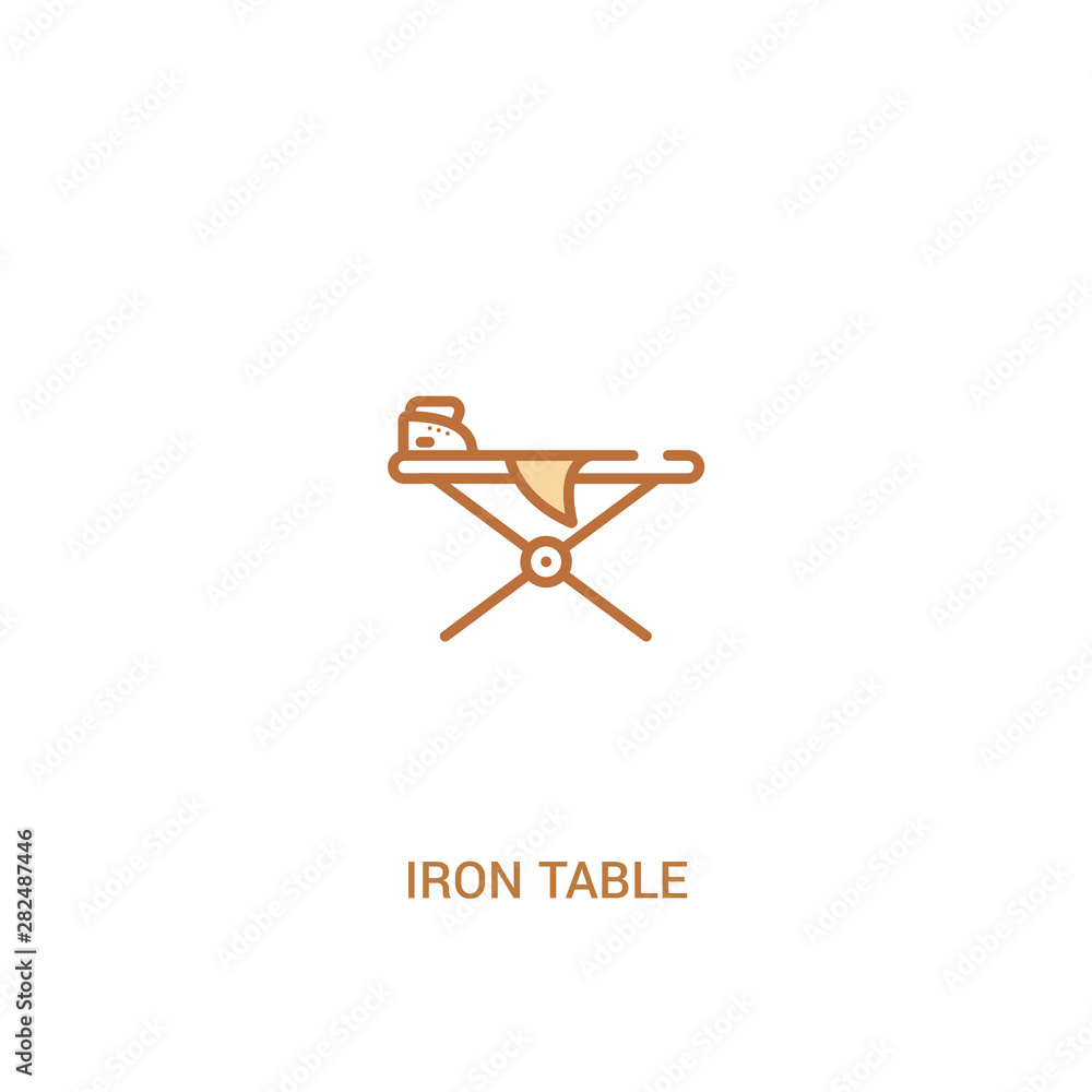 Poster iron table concept 2 colored icon. simple line element illustration. outline brown iron table symbol