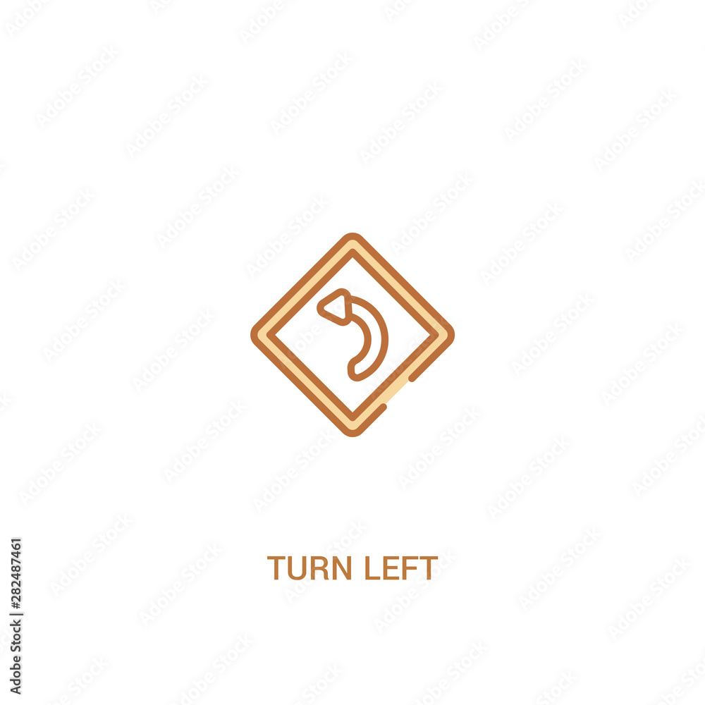 Poster turn left concept 2 colored icon. simple line element illustration. outline brown turn left symbol. 