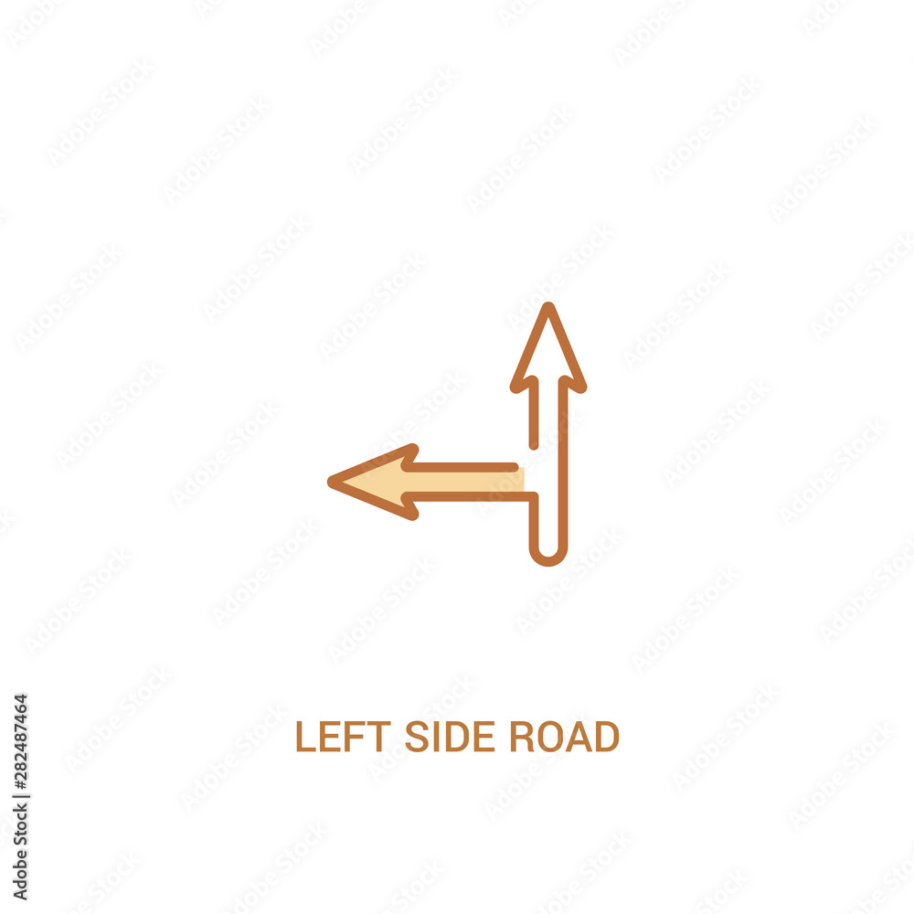 Poster left side road concept 2 colored icon. simple line element illustration. outline brown left side roa