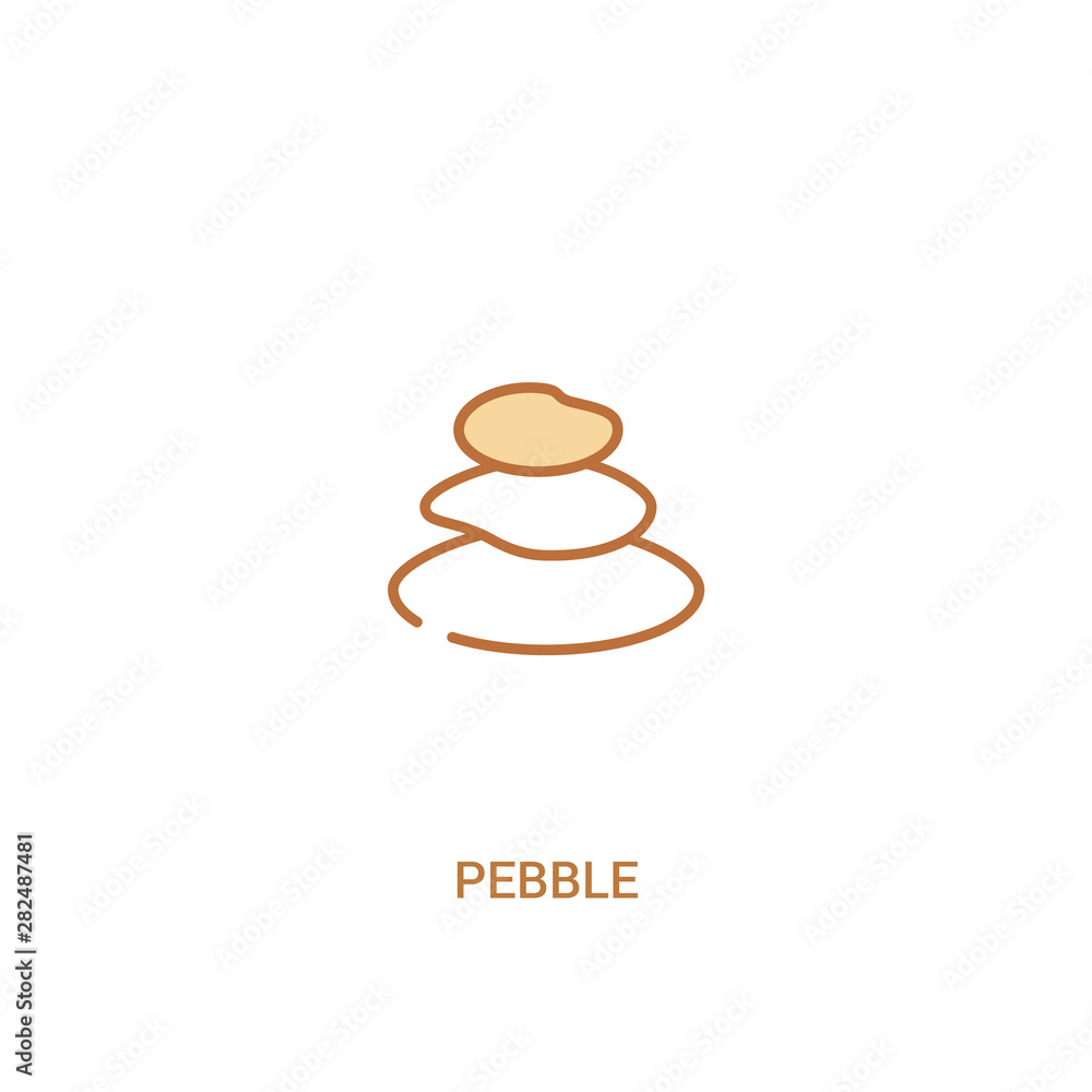 Poster pebble concept 2 colored icon. simple line element illustration. outline brown pebble symbol. can be
