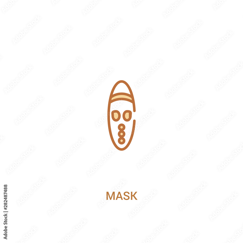 Poster mask concept 2 colored icon. simple line element illustration. outline brown mask symbol. can be use