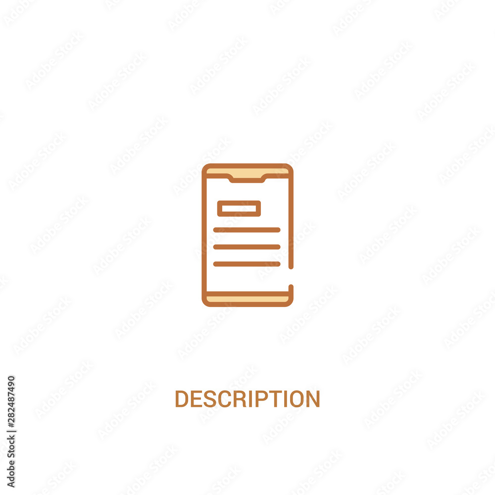 Poster description concept 2 colored icon. simple line element illustration. outline brown description symb