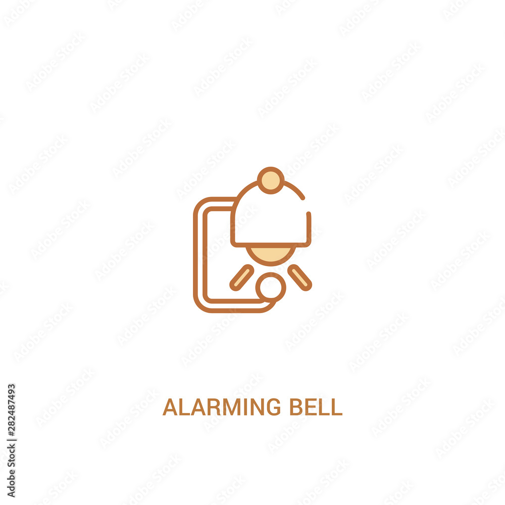 Aufkleber alarming bell concept 2 colored icon. simple line element illustration. outline brown alarming bell 