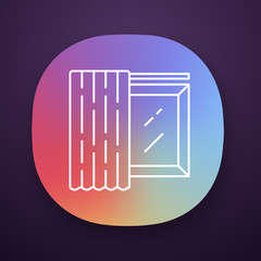 Single panel app icon. Room darkening shade on cornice. Shop interior design. Window covering. UI/UX user interface. Web or mobile application. Vector isolated illustration