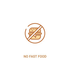 no fast food concept 2 colored icon. simple line element illustration. outline brown no fast food symbol. can be used for web and mobile ui/ux.