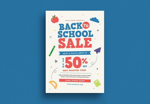School Themed Flyer Layout with Colorful Elements