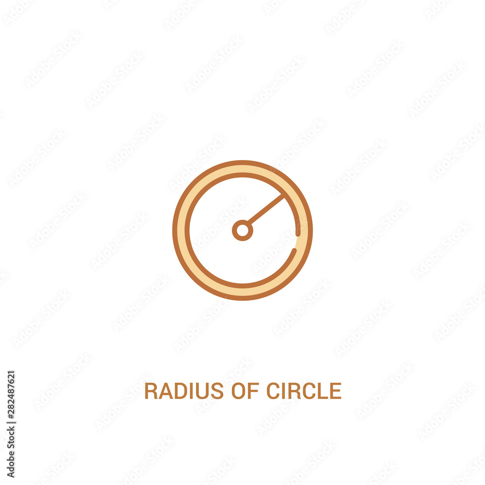 Poster radius of circle concept 2 colored icon. simple line element illustration. outline brown radius of c