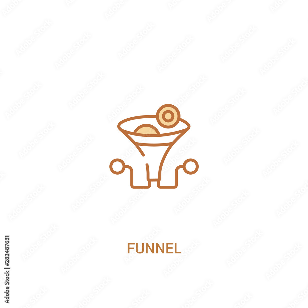 Poster funnel concept 2 colored icon. simple line element illustration. outline brown funnel symbol. can be