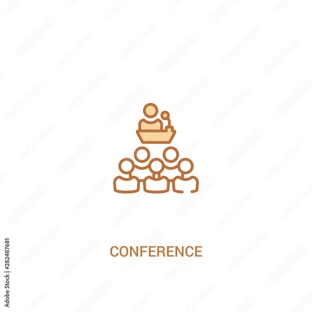 Poster conference concept 2 colored icon. simple line element illustration. outline brown conference symbol