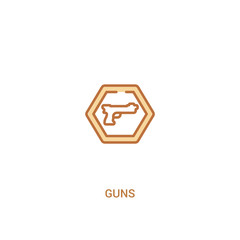 guns concept 2 colored icon. simple line element illustration. outline brown guns symbol. can be used for web and mobile ui/ux.