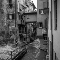 Beautiful view in the medieval center of Bologna