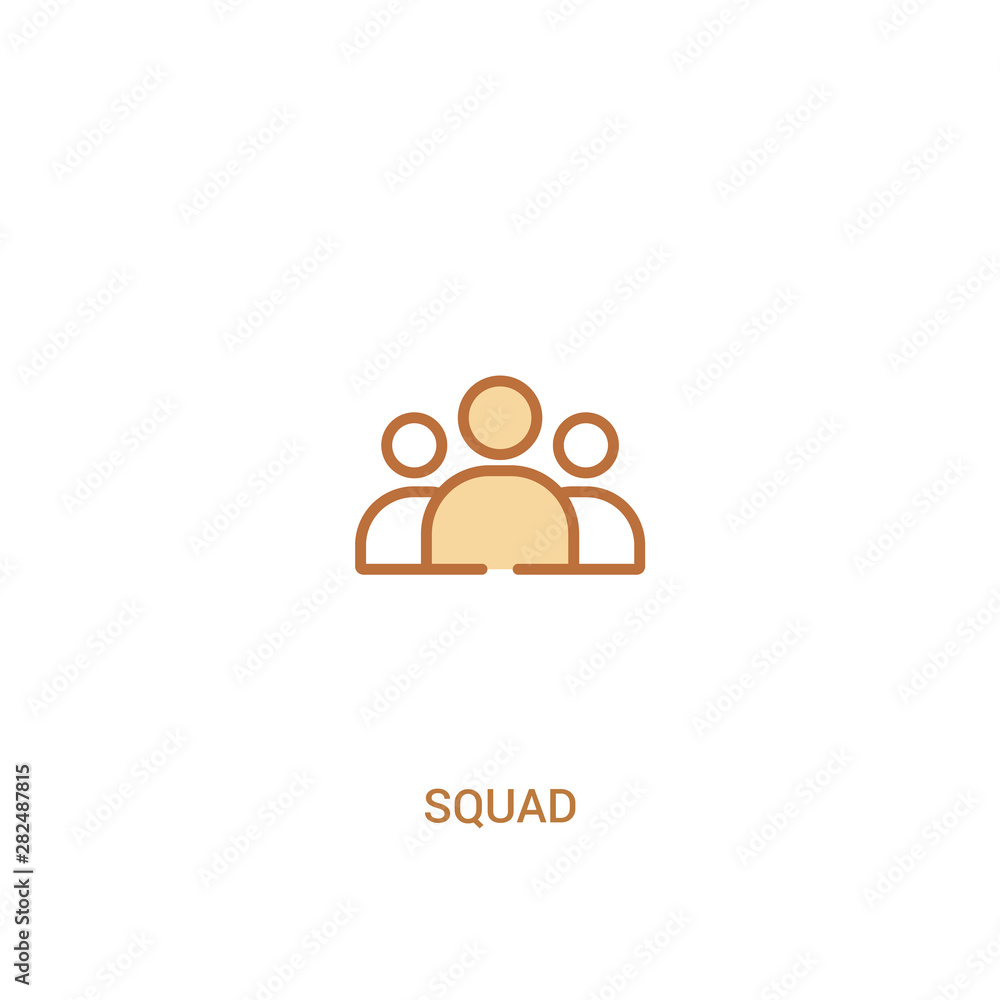 Aufkleber squad concept 2 colored icon. simple line element illustration. outline brown squad symbol. can be u