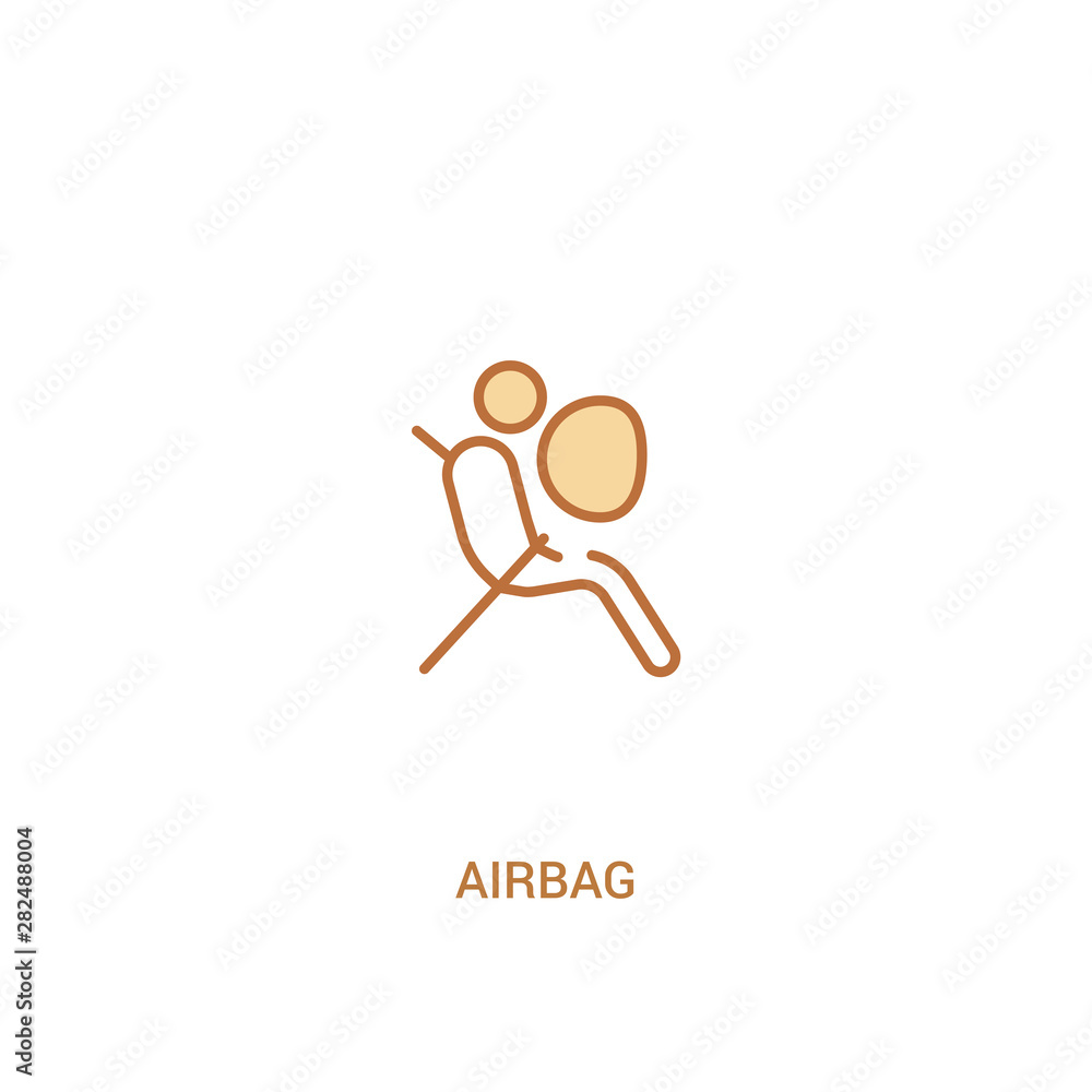 Aufkleber airbag concept 2 colored icon. simple line element illustration. outline brown airbag symbol. can be