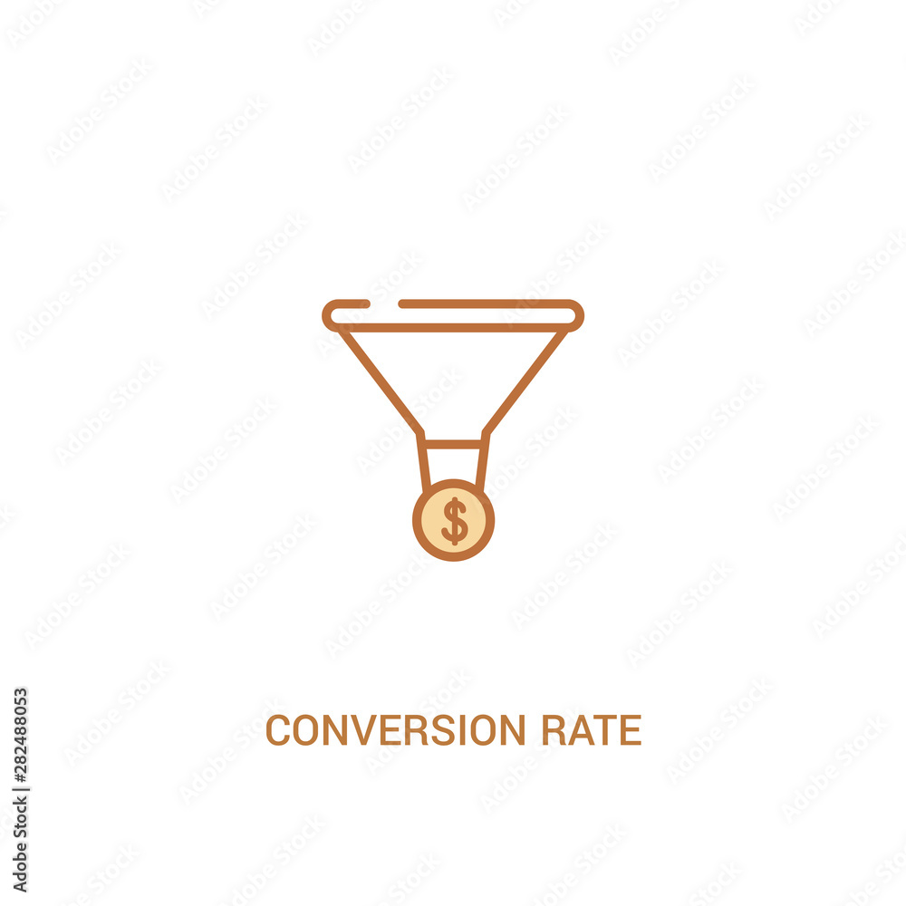 Aufkleber conversion rate optimization concept 2 colored icon. simple line element illustration. outline brown