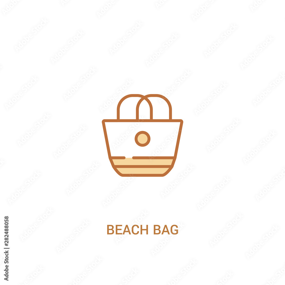 Poster beach bag concept 2 colored icon. simple line element illustration. outline brown beach bag symbol. 