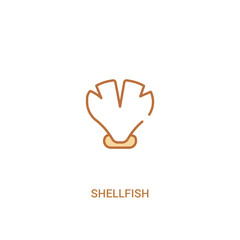 Obraz premium shellfish concept 2 colored icon. simple line element illustration. outline brown shellfish symbol. can be used for web and mobile ui/ux.