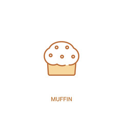 muffin concept 2 colored icon. simple line element illustration. outline brown muffin symbol. can be used for web and mobile ui/ux.