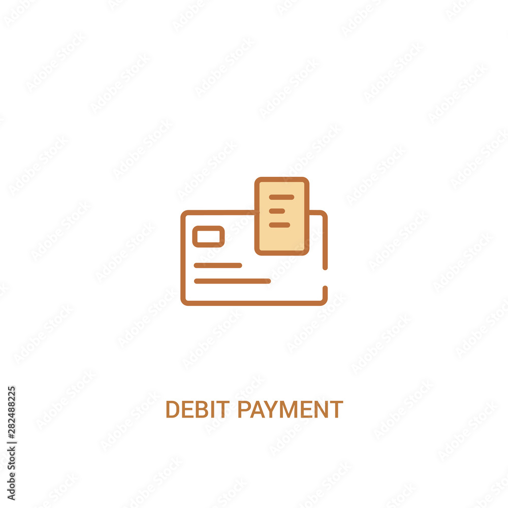 Poster debit payment concept 2 colored icon. simple line element illustration. outline brown debit payment 