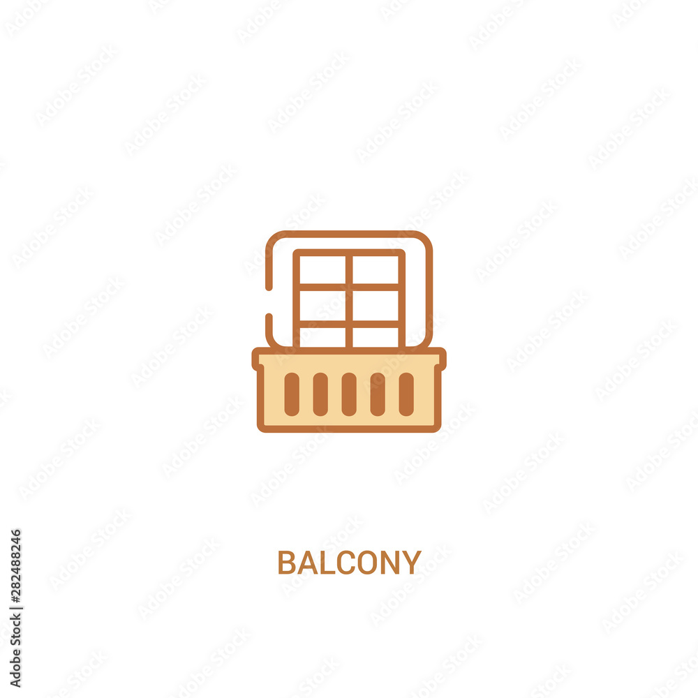 Poster balcony concept 2 colored icon. simple line element illustration. outline brown balcony symbol. can 
