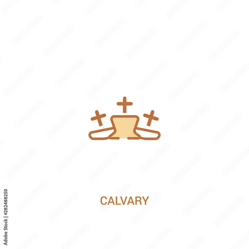 Poster calvary concept 2 colored icon. simple line element illustration. outline brown calvary symbol. can 