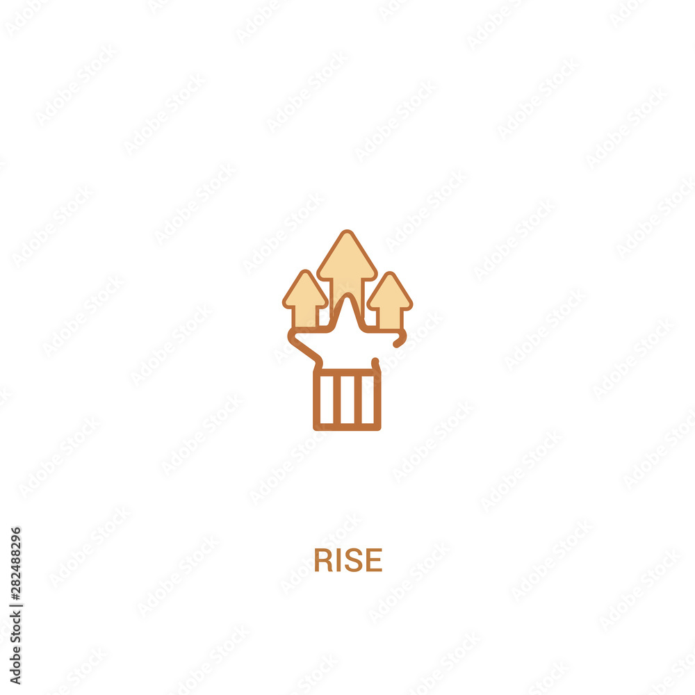 Poster rise concept 2 colored icon. simple line element illustration. outline brown rise symbol. can be use