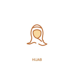 hijab concept 2 colored icon. simple line element illustration. outline brown hijab symbol. can be used for web and mobile ui/ux.