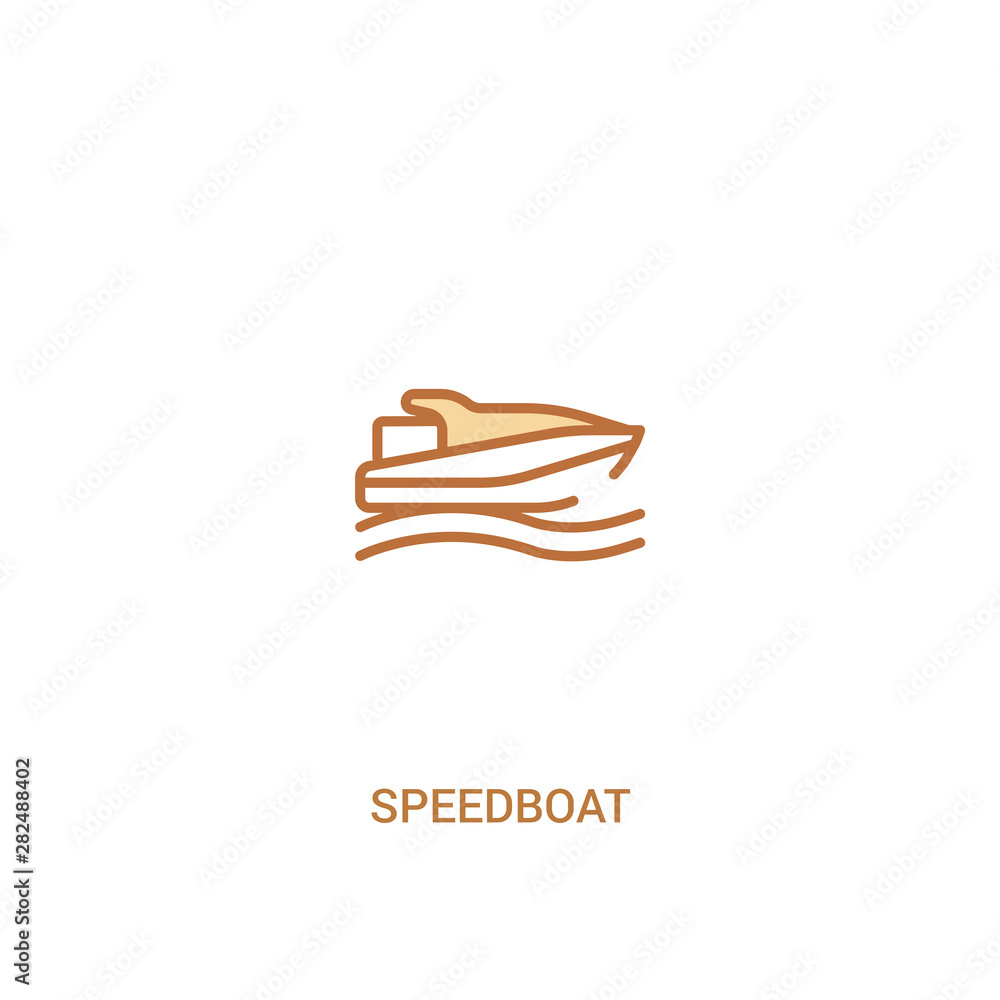 Poster speedboat concept 2 colored icon. simple line element illustration. outline brown speedboat symbol. 