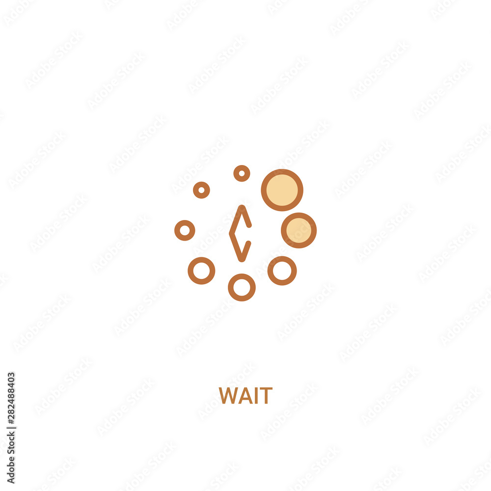 Poster wait concept 2 colored icon. simple line element illustration. outline brown wait symbol. can be use