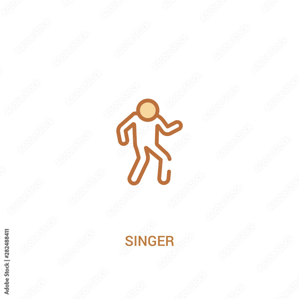 Poster singer concept 2 colored icon. simple line element illustration. outline brown singer symbol. can be