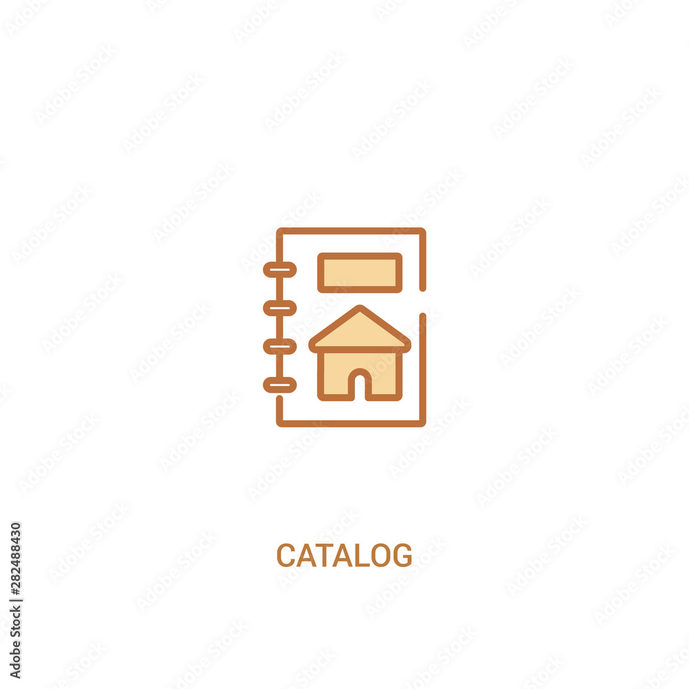 Poster catalog concept 2 colored icon. simple line element illustration. outline brown catalog symbol. can 
