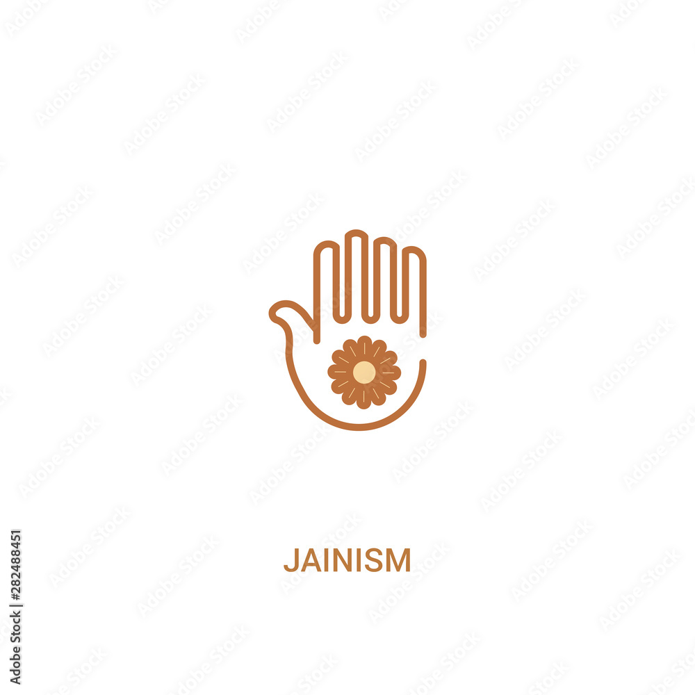Poster jainism concept 2 colored icon. simple line element illustration. outline brown jainism symbol. can 