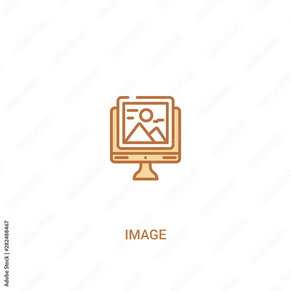 Poster image concept 2 colored icon. simple line element illustration. outline brown image symbol. can be u