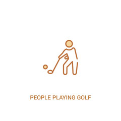 people playing golf concept 2 colored icon. simple line element illustration. outline brown people playing golf symbol. can be used for web and mobile ui/ux.