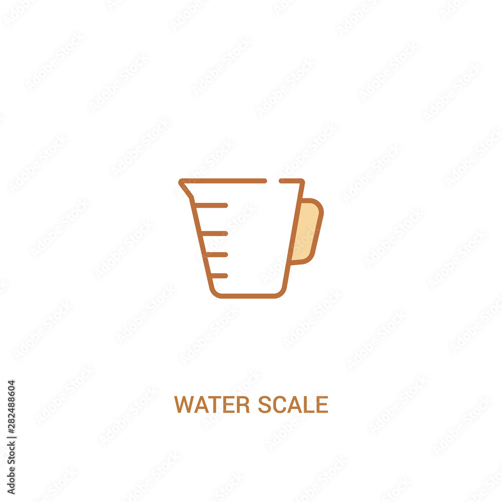 Poster water scale concept 2 colored icon. simple line element illustration. outline brown water scale symb