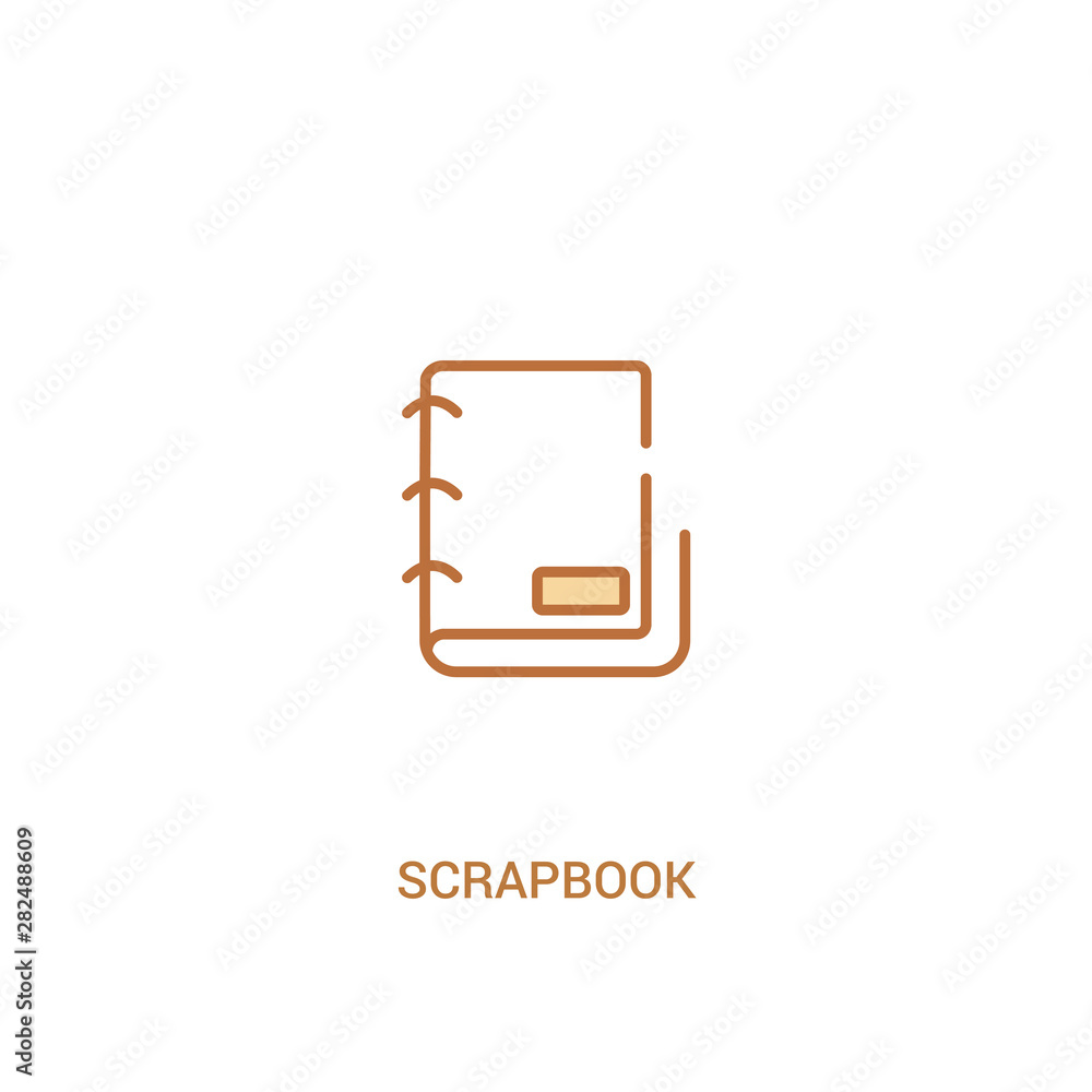 Poster scrapbook concept 2 colored icon. simple line element illustration. outline brown scrapbook symbol. 