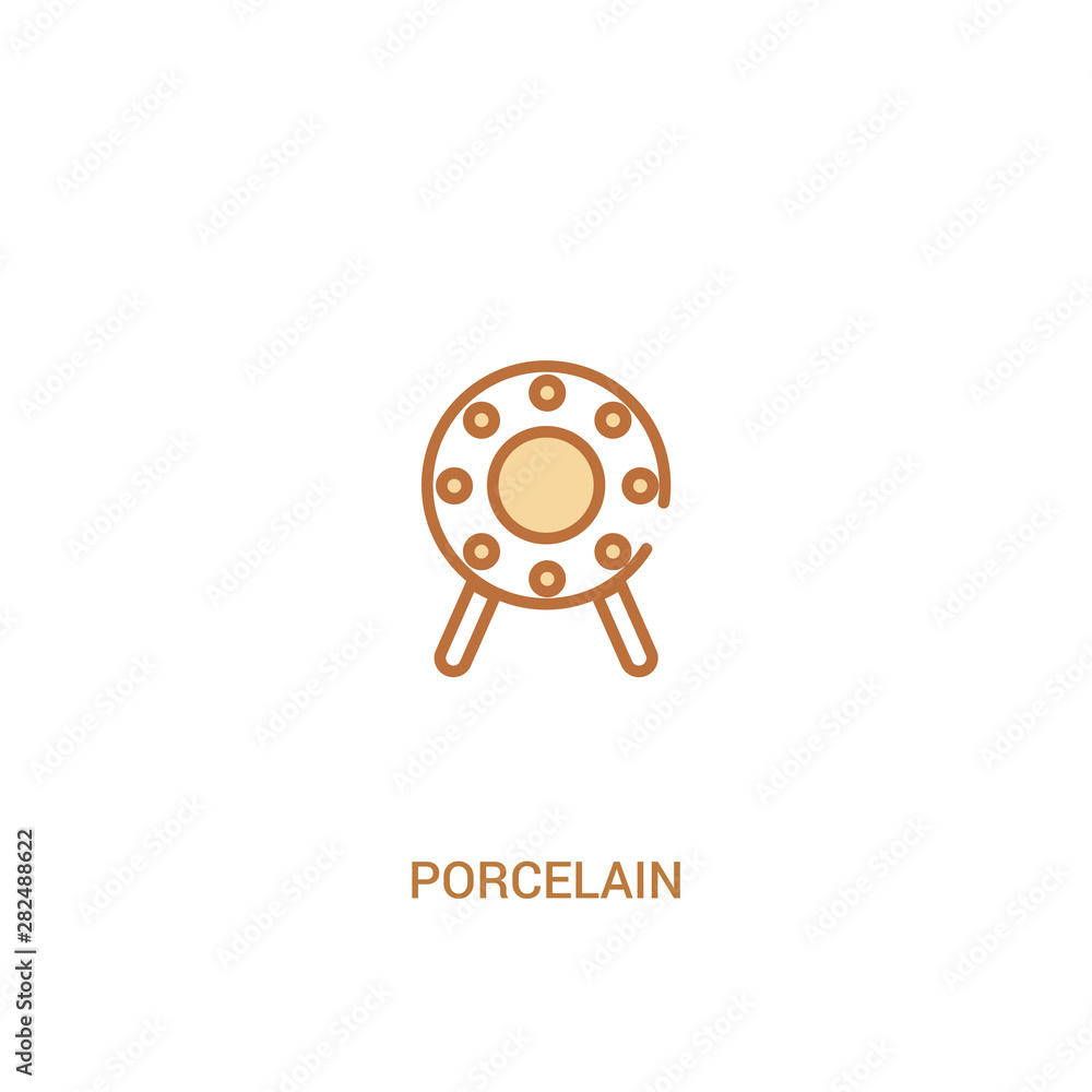 Poster porcelain concept 2 colored icon. simple line element illustration. outline brown porcelain symbol. 
