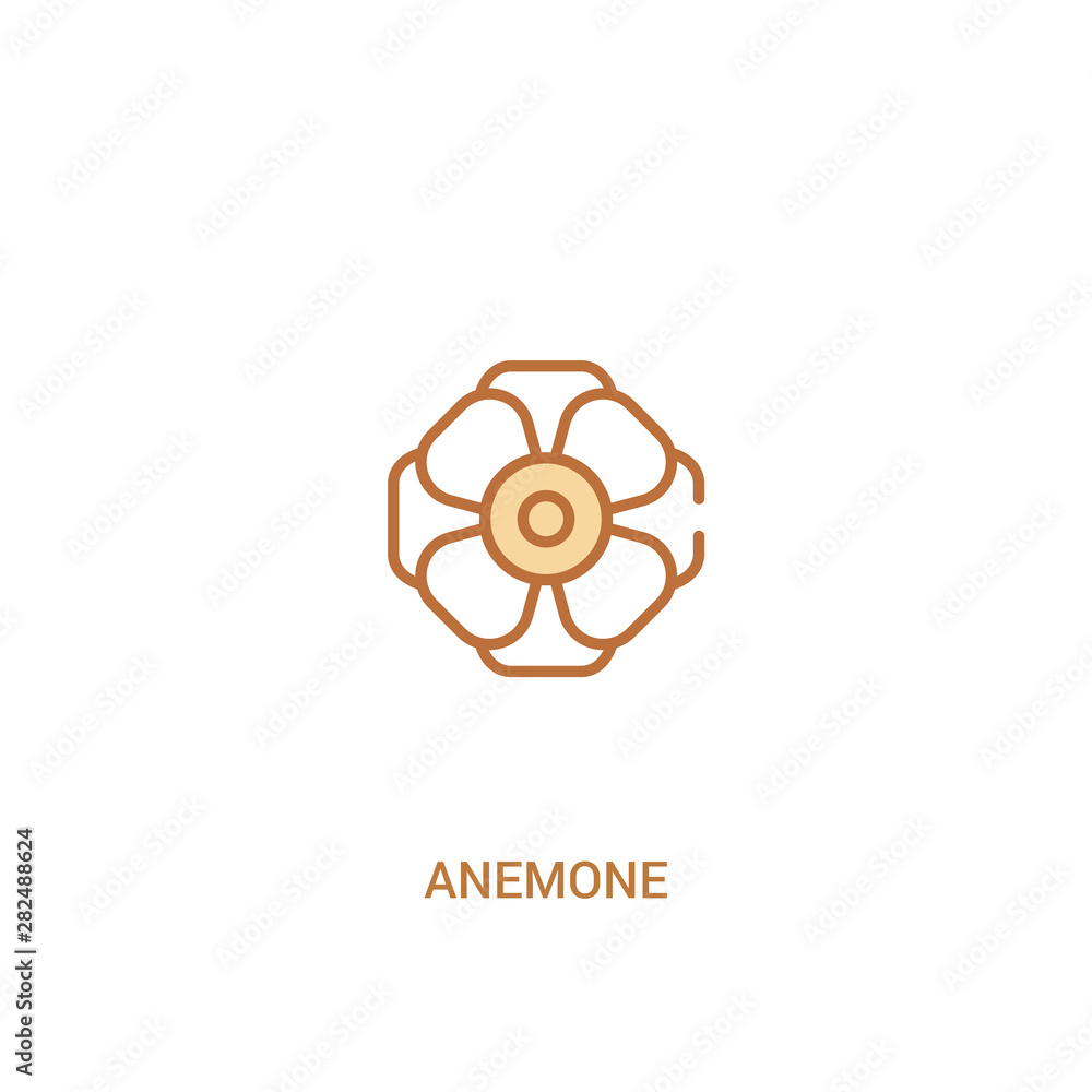 Poster anemone concept 2 colored icon. simple line element illustration. outline brown anemone symbol. can 