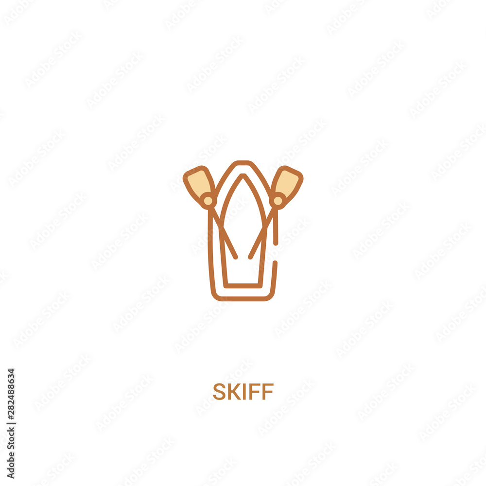 Poster skiff concept 2 colored icon. simple line element illustration. outline brown skiff symbol. can be u