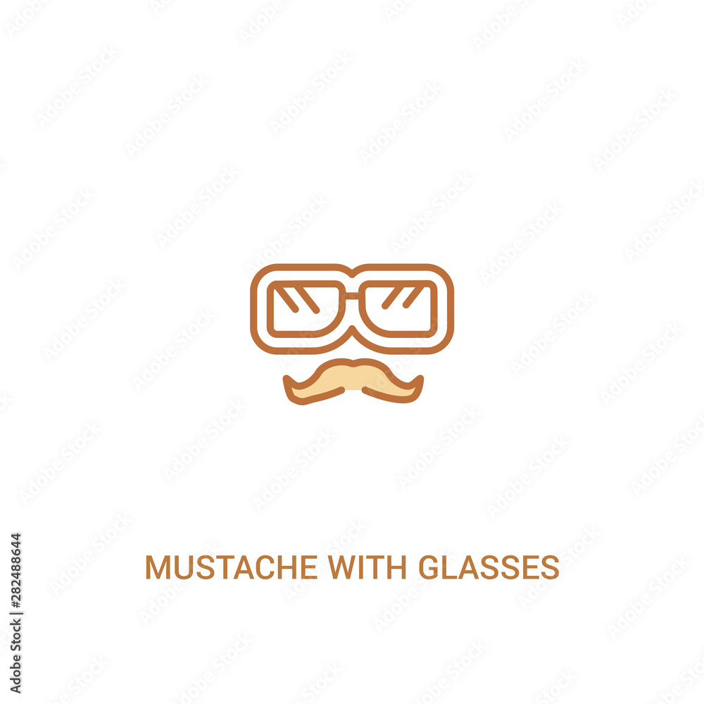 Poster mustache with glasses concept 2 colored icon. simple line element illustration. outline brown mustac