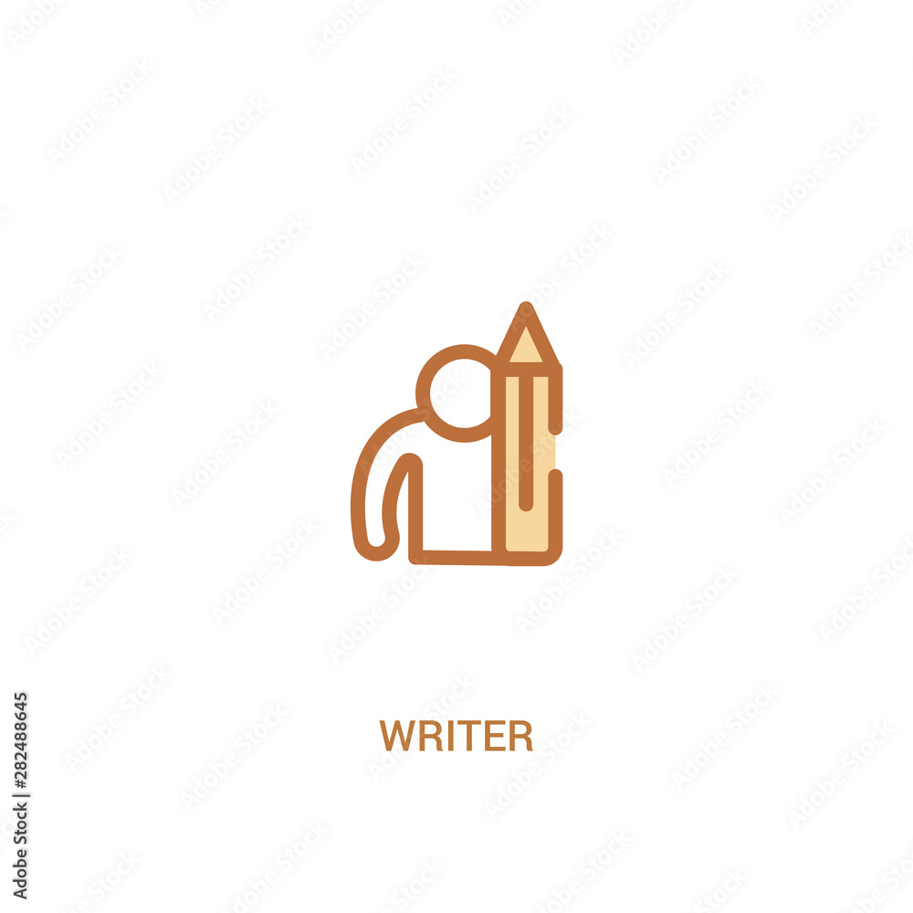 Aufkleber writer concept 2 colored icon. simple line element illustration. outline brown writer symbol. can be