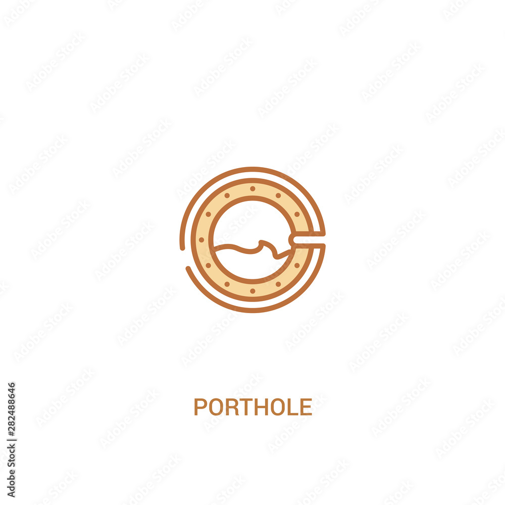 Poster porthole concept 2 colored icon. simple line element illustration. outline brown porthole symbol. ca