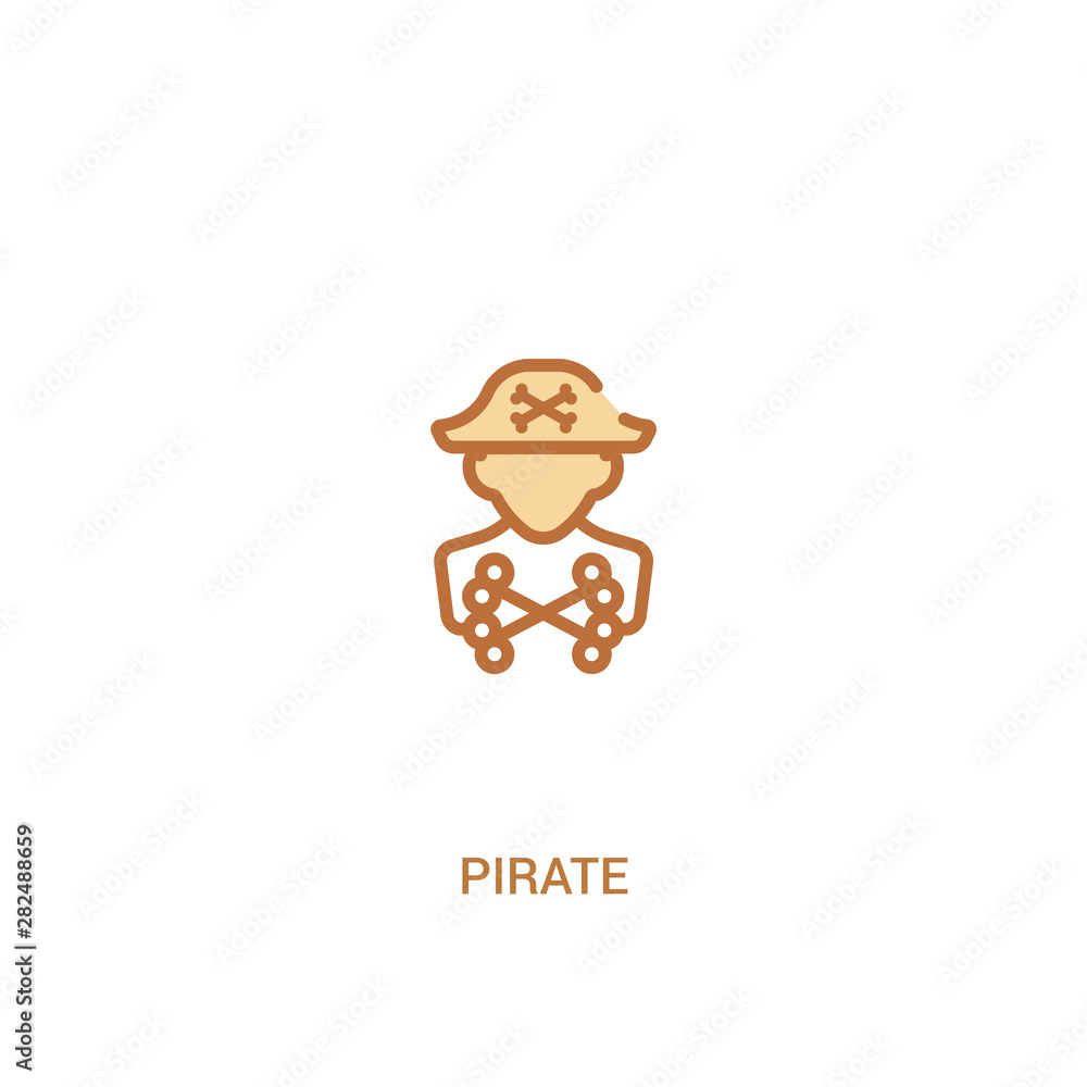 Poster pirate concept 2 colored icon. simple line element illustration. outline brown pirate symbol. can be