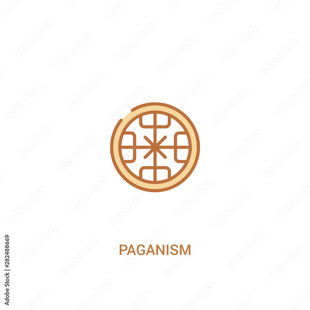 Poster paganism concept 2 colored icon. simple line element illustration. outline brown paganism symbol. ca