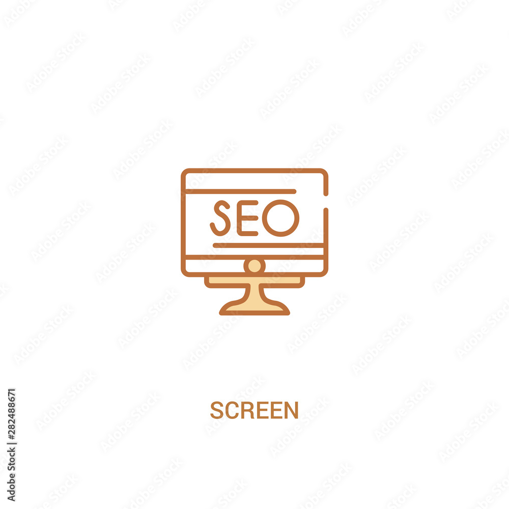 Poster screen concept 2 colored icon. simple line element illustration. outline brown screen symbol. can be