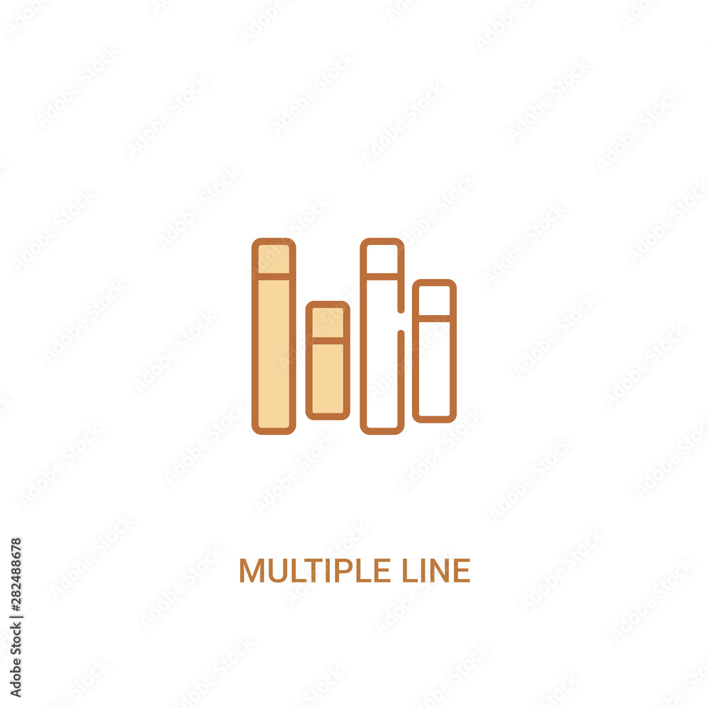 Poster multiple line concept 2 colored icon. simple line element illustration. outline brown multiple line 