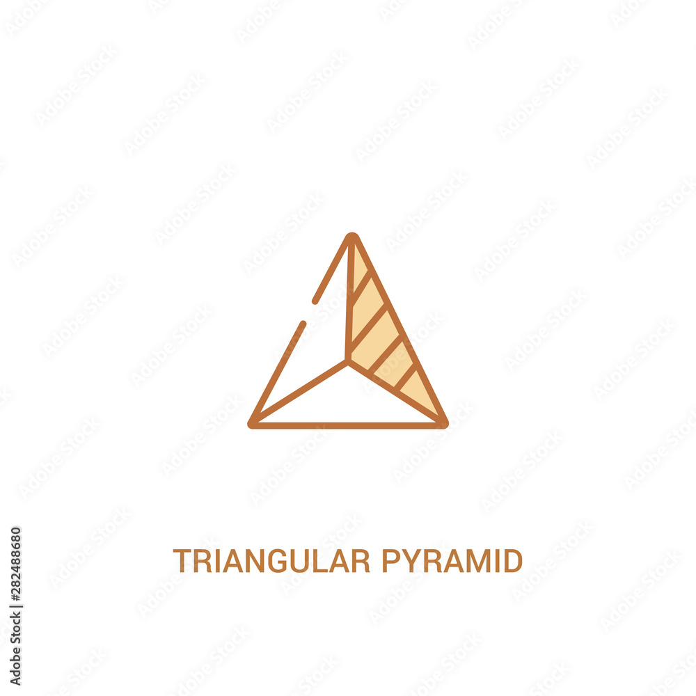 Poster triangular pyramid volumetrical shape concept 2 colored icon. simple line element illustration. outl