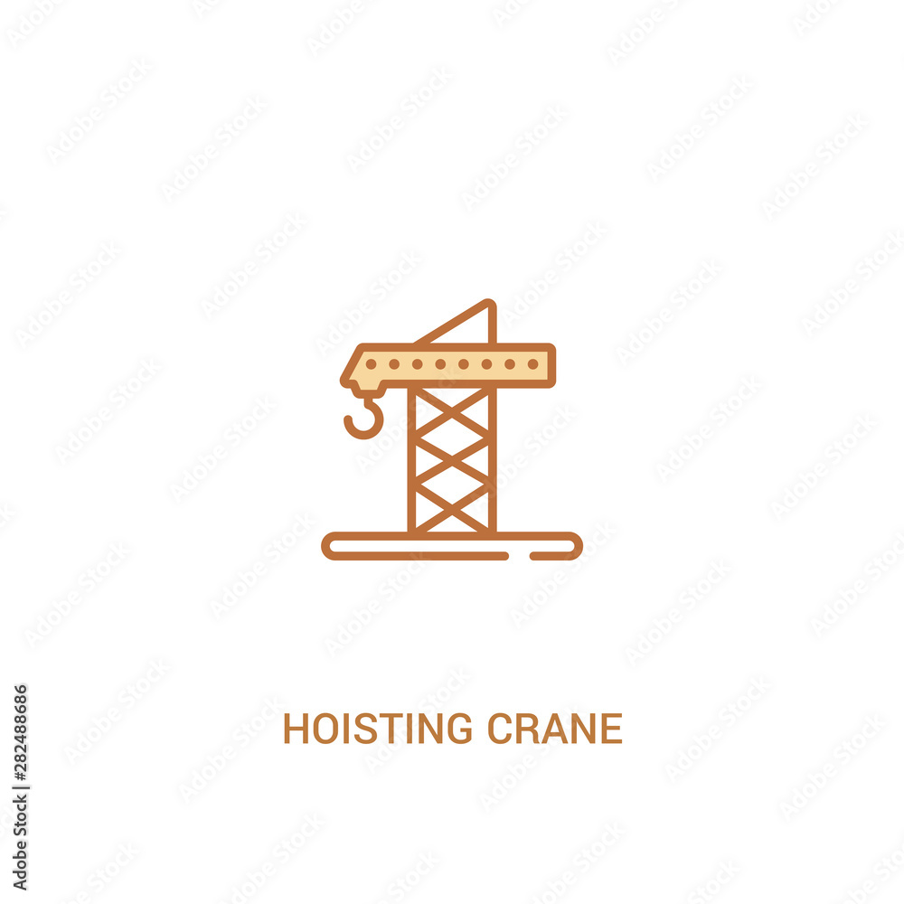 Poster hoisting crane concept 2 colored icon. simple line element illustration. outline brown hoisting cran