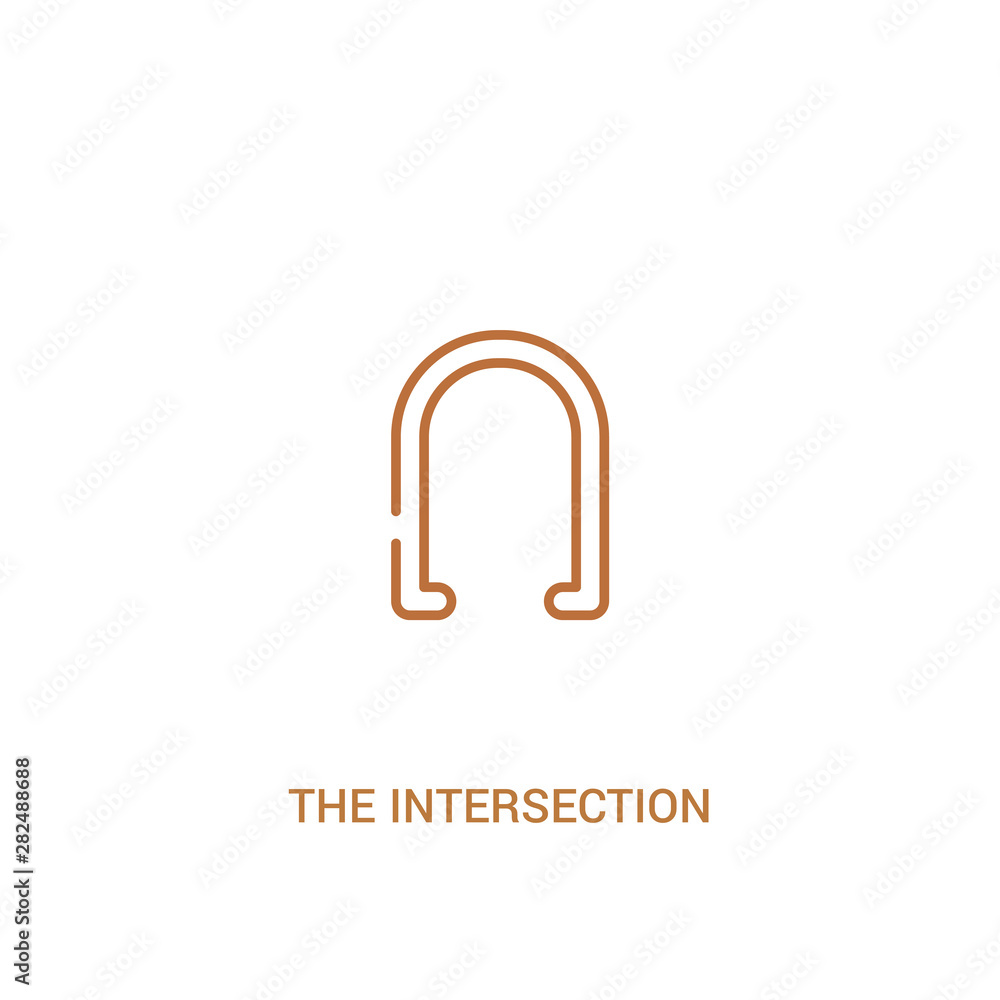 Poster the intersection of concept 2 colored icon. simple line element illustration. outline brown the inte